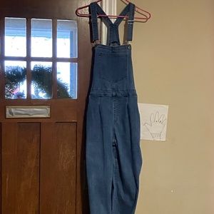 Women’s denim ankle-length overalls